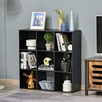 Homcom 3-tier 9 Cubes Storage Unit Particle Board Cabinet Bookcase Organiser Home Office Shelves Black