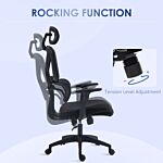 Vinsetto Mesh Office Chair, Height Adjustable Desk Chair With Lumbar Support, Swivel Wheels And Adjustable Headrest, Black