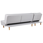 Corner Sofa Light Grey Fabric Upholstery Light Wood Legs Right Hand Chaise Longue 3 Seater Beliani