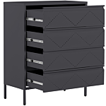 4 Drawer Chest Black Metal Steel Storage Cabinet Industrial Style For Office Living Room Beliani