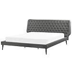 Bedroom Set Grey Faux Leather Eu Super King Size 6ft Bed 2 Bedside Tables Bed Bench Beliani