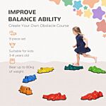 Zonekiz 9pcs Kids Stepping Stones, Crocodile Design With Anti-slip Edge Balance River Stones, Indoor Outdoor, Stackable