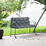 Outsunny 2 Seater Bench Cushion, Garden Chair Cushion With Back And Ties For Indoor And Outdoor Use, 98 X 100 Cm, Dark Grey