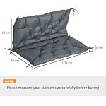 Outsunny 2 Seater Bench Cushion, Garden Chair Cushion With Back And Ties For Indoor And Outdoor Use, 98 X 100 Cm, Dark Grey