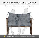 Outsunny 2 Seater Bench Cushion, Garden Chair Cushion With Back And Ties For Indoor And Outdoor Use, 98 X 100 Cm, Dark Grey