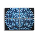 Set Of 4 Blue Buddha Mandala Brocade Detail 30x40cm