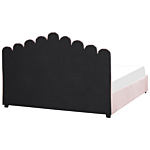Storage Bed Pastel Pink Velvet Eu Super King Size 6ft Sea Shell Headboard Slatted Base Beliani