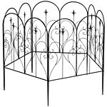 Outsunny Metal Decorative Outdoor Picket Fence Panels Set Of 5, Heart-shaped Scrollwork, Black