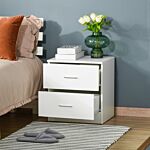 Homcom Bedside Table With 2 Drawers, Modern Nightstand, Cabinet Drawers Side Storage Unit For Bedroom, Living Room