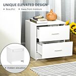 Homcom Bedside Table With 2 Drawers, Modern Nightstand, Cabinet Drawers Side Storage Unit For Bedroom, Living Room