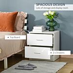 Homcom Bedside Table With 2 Drawers, Modern Nightstand, Cabinet Drawers Side Storage Unit For Bedroom, Living Room