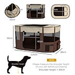 Pawhut Foldable Dog Pen With Storage Bag For Indoor/outdoor Use, Brown