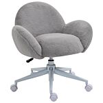 Homcom Fluffy Leisure Chair Office Chair With Backrest And Armrest For Home Bedroom Living Room With Wheels Grey