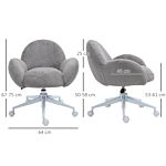 Homcom Fluffy Leisure Chair Office Chair With Backrest And Armrest For Home Bedroom Living Room With Wheels Grey
