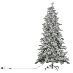 Artificial Christmas Tree White Synthetic 210 Cm Hinged Branches Pre-lit Winter Holiday Decor Beliani