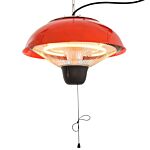 Outsunny 1500w Garden Electric Halogen Patio Heater Hanging Lamp Aluminum Outdoor Ceiling Mounted Heat Warmer - Red