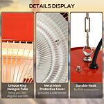 Outsunny 1500w Garden Electric Halogen Patio Heater Hanging Lamp Aluminum Outdoor Ceiling Mounted Heat Warmer - Red