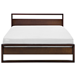 Double Bed Frame Dark Pine Wood 180 X 200 Cm Super King Size Slatted Beliani