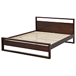 Double Bed Frame Dark Pine Wood 180 X 200 Cm Super King Size Slatted Beliani