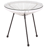 Bistro Set White Pe Rattan 3 Piece 2 Seater Modern Round Indoor Outdoor Beliani