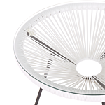 Bistro Set White Pe Rattan 3 Piece 2 Seater Modern Round Indoor Outdoor Beliani