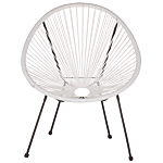 Bistro Set White Pe Rattan 3 Piece 2 Seater Modern Round Indoor Outdoor Beliani