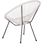 Bistro Set White Pe Rattan 3 Piece 2 Seater Modern Round Indoor Outdoor Beliani