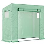 Outsunny Garden Greenhouse With Pe Plant Cover, Windows And Zipper Door For Fruit And Veg 198l X 77w X 149-168h Cm