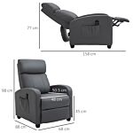 Homcom Recliner Sofa Chair Pu Leather Massage Armcair W/ Footrest And Remote Control For Living Room, Bedroom, Home Theater, Grey