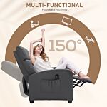 Homcom Recliner Sofa Chair Pu Leather Massage Armcair W/ Footrest And Remote Control For Living Room, Bedroom, Home Theater, Grey