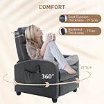 Homcom Recliner Sofa Chair Pu Leather Massage Armcair W/ Footrest And Remote Control For Living Room, Bedroom, Home Theater, Grey