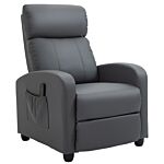 Homcom Recliner Sofa Chair Pu Leather Massage Armcair W/ Footrest And Remote Control For Living Room, Bedroom, Home Theater, Grey