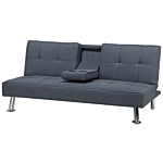 Sofa Bed Dark Grey 3 Seater Drop Down Table Click Clack Beliani