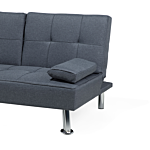 Sofa Bed Dark Grey 3 Seater Drop Down Table Click Clack Beliani