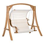 Outsunny Wooden Porch Swing Chair A-frame Wood Log Swing Bench Chair With Canopy And Cushion For Patio Garden Yard