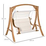 Outsunny Wooden Porch Swing Chair A-frame Wood Log Swing Bench Chair With Canopy And Cushion For Patio Garden Yard