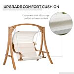 Outsunny Wooden Porch Swing Chair A-frame Wood Log Swing Bench Chair With Canopy And Cushion For Patio Garden Yard