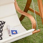 Outsunny Wooden Porch Swing Chair A-frame Wood Log Swing Bench Chair With Canopy And Cushion For Patio Garden Yard