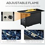 Outsunny Propane Gas Fire Pit Table, 50000btu Smokeless Firepit Outdoor Patio Heater With Tempered Glass Tabletop, Cover, 109cm X 56cm X 64cm, Black