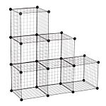 Homcom Diy 6 Cube Metal Wire Rack Interlocking Storage Cabinet Living Room Organiser Display Shelves Black