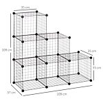 Homcom Diy 6 Cube Metal Wire Rack Interlocking Storage Cabinet Living Room Organiser Display Shelves Black