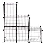 Homcom Diy 6 Cube Metal Wire Rack Interlocking Storage Cabinet Living Room Organiser Display Shelves Black