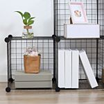 Homcom Diy 6 Cube Metal Wire Rack Interlocking Storage Cabinet Living Room Organiser Display Shelves Black