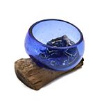 Molton Glass Mini Blue Bowl On Wood