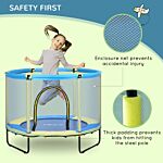 Zonekiz 140 Cm Kids Trampoline Indoor Bouncer Jumper With Security Enclosure Net, Bungee Gym For Children 1-6 Years Old, Blue