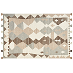 Kilim Area Rug Multicolour Wool And Cotton 160 X 230 Cm Handmade Woven Boho Patchwork Pattern With Tassels Beliani