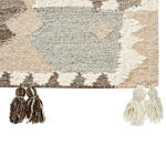 Kilim Area Rug Multicolour Wool And Cotton 160 X 230 Cm Handmade Woven Boho Patchwork Pattern With Tassels Beliani