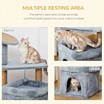 Pawhut Cat Tree Tower Kitten Activity Center With Scratching Posts Pad Condo Perch Bed Interactive Ball Toy 48 X 48 X 84cm, Grey