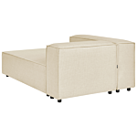 Modular Right Hand Sofa Beige Linen 2 Seater Sectional Corner Sofa With Ottoman Black Legs Modern Living Room Beliani