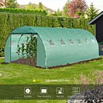 Outsunny 6 X 3 X 2m Greenhouse Replacement Cover Only Winter Garden Plant Pe Cover For Tunnel Walk-in Greenhouse With Roll-up Windows